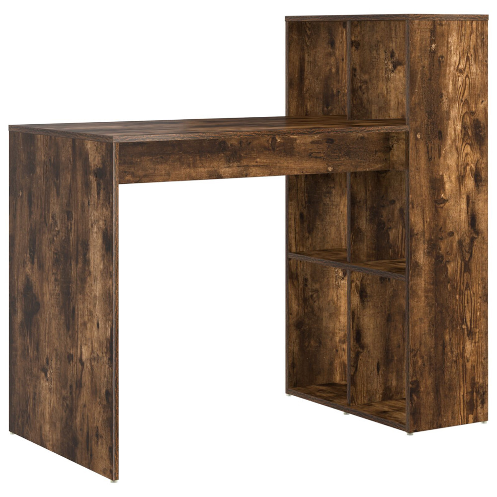 Produktbild för Skrivbord med hylla Rökt ek 108 x 55 x 103.5 cm Konstruerat trä