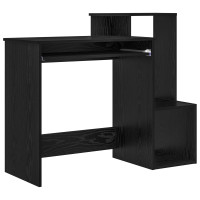 Produktbild för Skrivbord med låda Svart Ek 106 x 41 x 88.5 cm Konstruerat trä