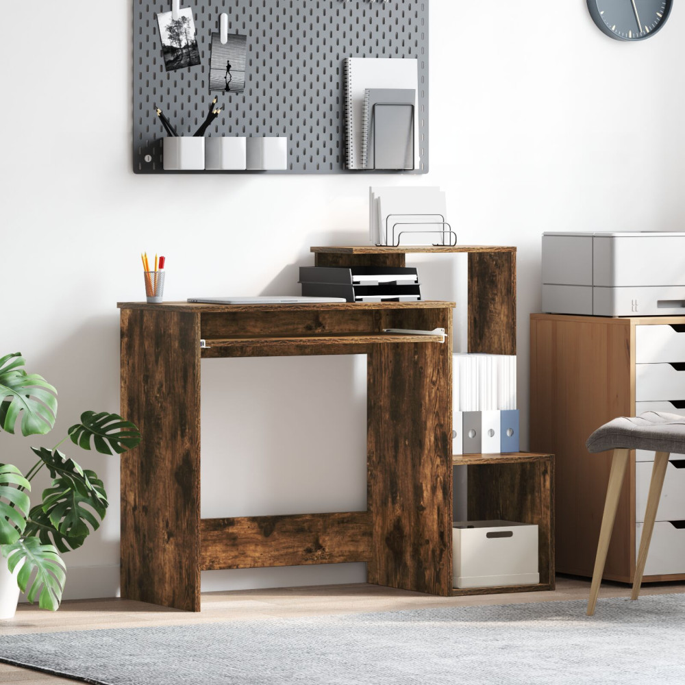 Produktbild för Skrivbord med låda Rökt ek 106 x 41 x 88.5 cm Konstruerat trä
