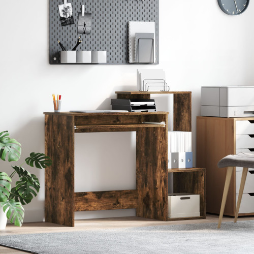 vidaXL Skrivbord med låda Rökt ek 106 x 41 x 88.5 cm Konstruerat trä