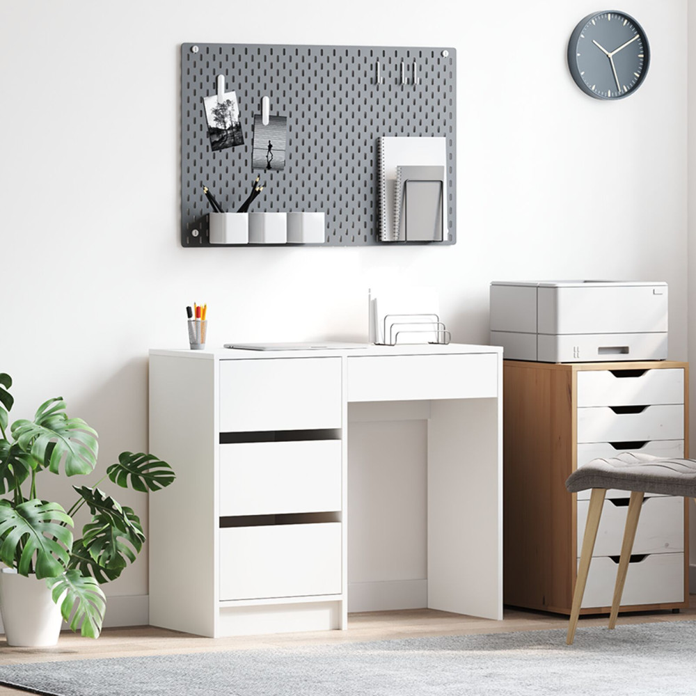 Produktbild för Skrivbord med låda Vit 90 x 37.5 x 75 cm Konstruerat trä