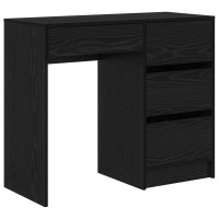 Produktbild för Skrivbord med låda Svart Ek 90 x 37.5 x 75 cm Konstruerat trä
