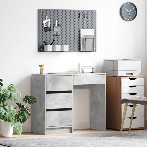 vidaXL Skrivbord med låda Betonggrå 90 x 37.5 x 75 cm Konstruerat trä