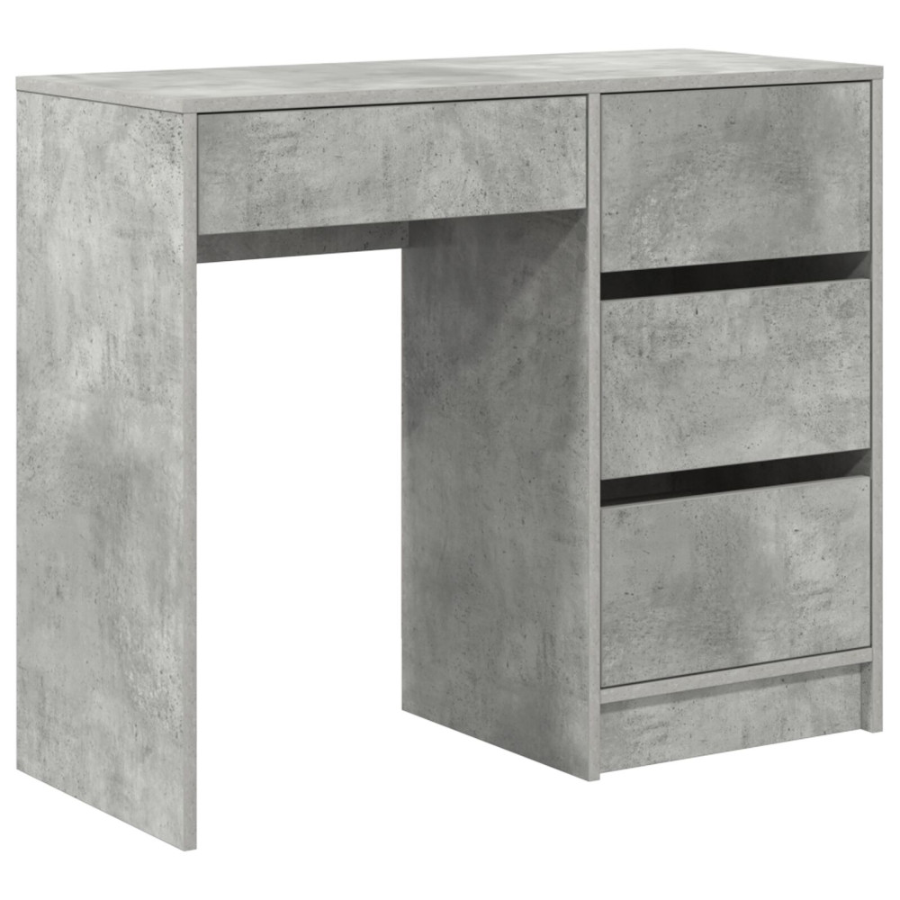 Produktbild för Skrivbord med låda Betonggrå 90 x 37.5 x 75 cm Konstruerat trä