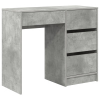 Produktbild för Skrivbord med låda Betonggrå 90 x 37.5 x 75 cm Konstruerat trä