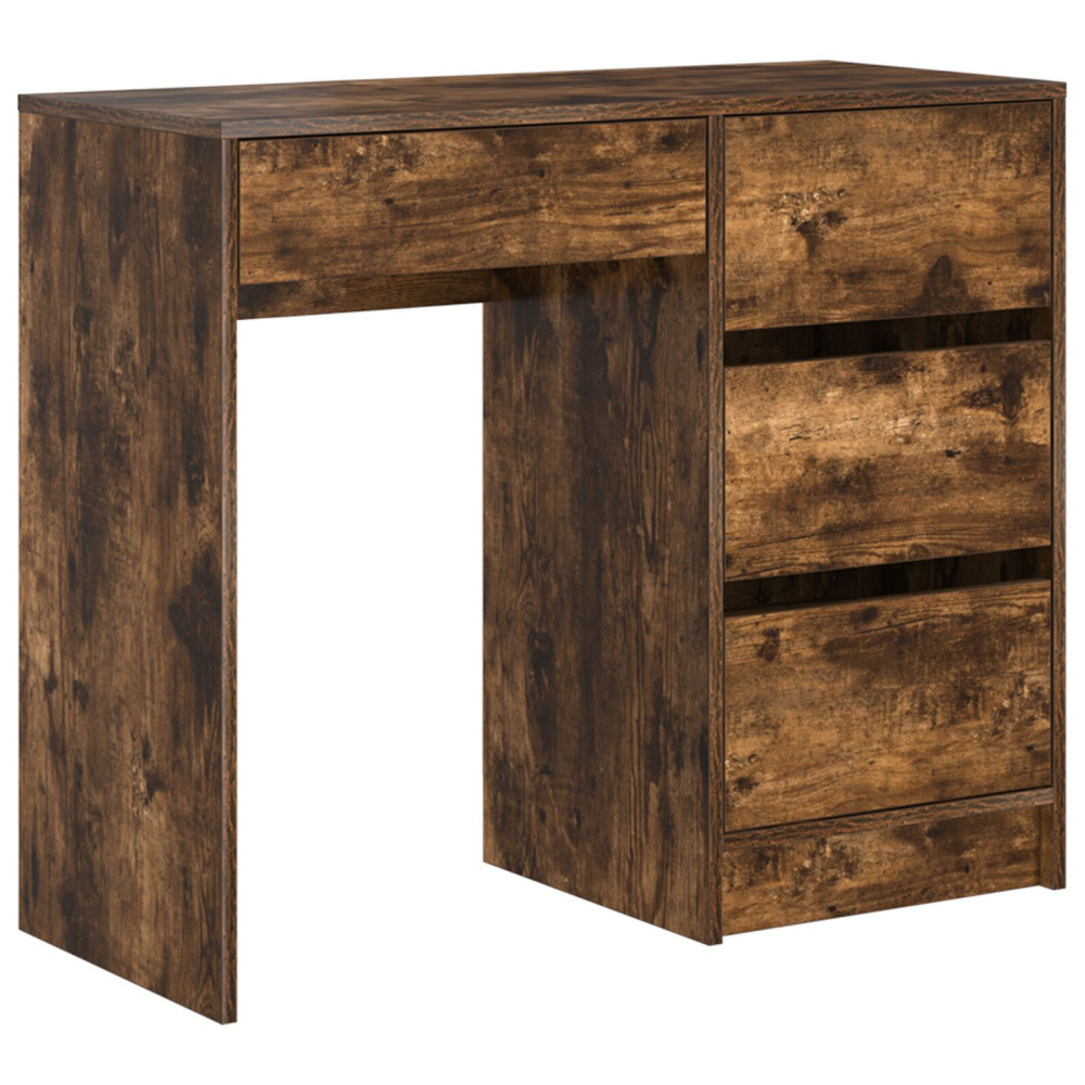 Produktbild för Skrivbord med låda Rökt ek 90 x 37.5 x 75 cm Konstruerat trä