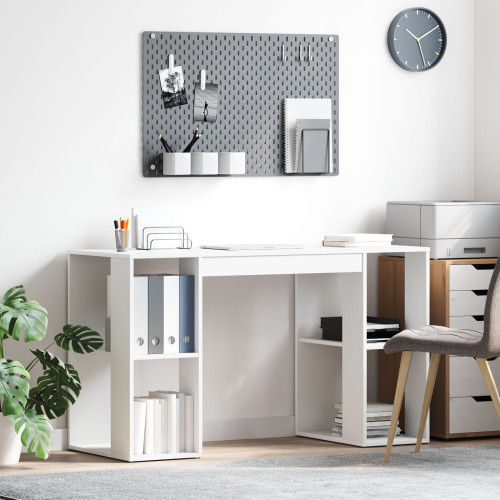 vidaXL Skrivbord med hylla Vit 130 x 50,5 x 75 cm Konstruerat trä