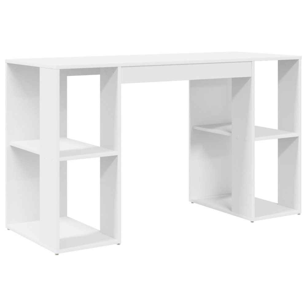 Produktbild för Skrivbord med hylla Vit 130 x 50,5 x 75 cm Konstruerat trä