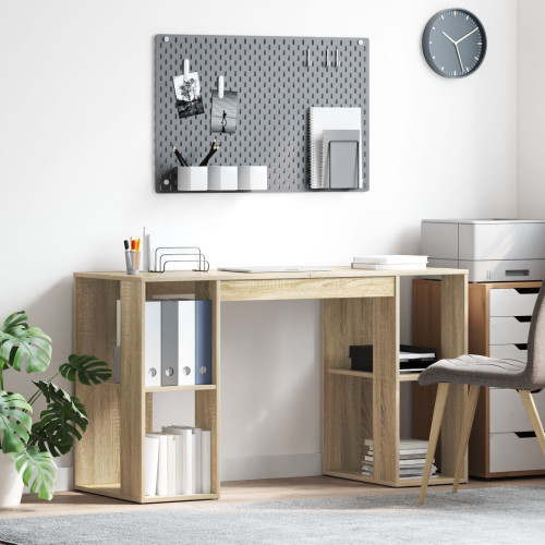 vidaXL Skrivbord Sonoma-ek 130 x 50,5 x 75 cm Konstruerat trä