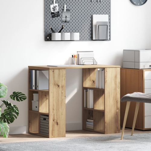 vidaXL Skrivbord med hylla Artisan Ek 90 x 50 x 75 cm Konstruerat trä