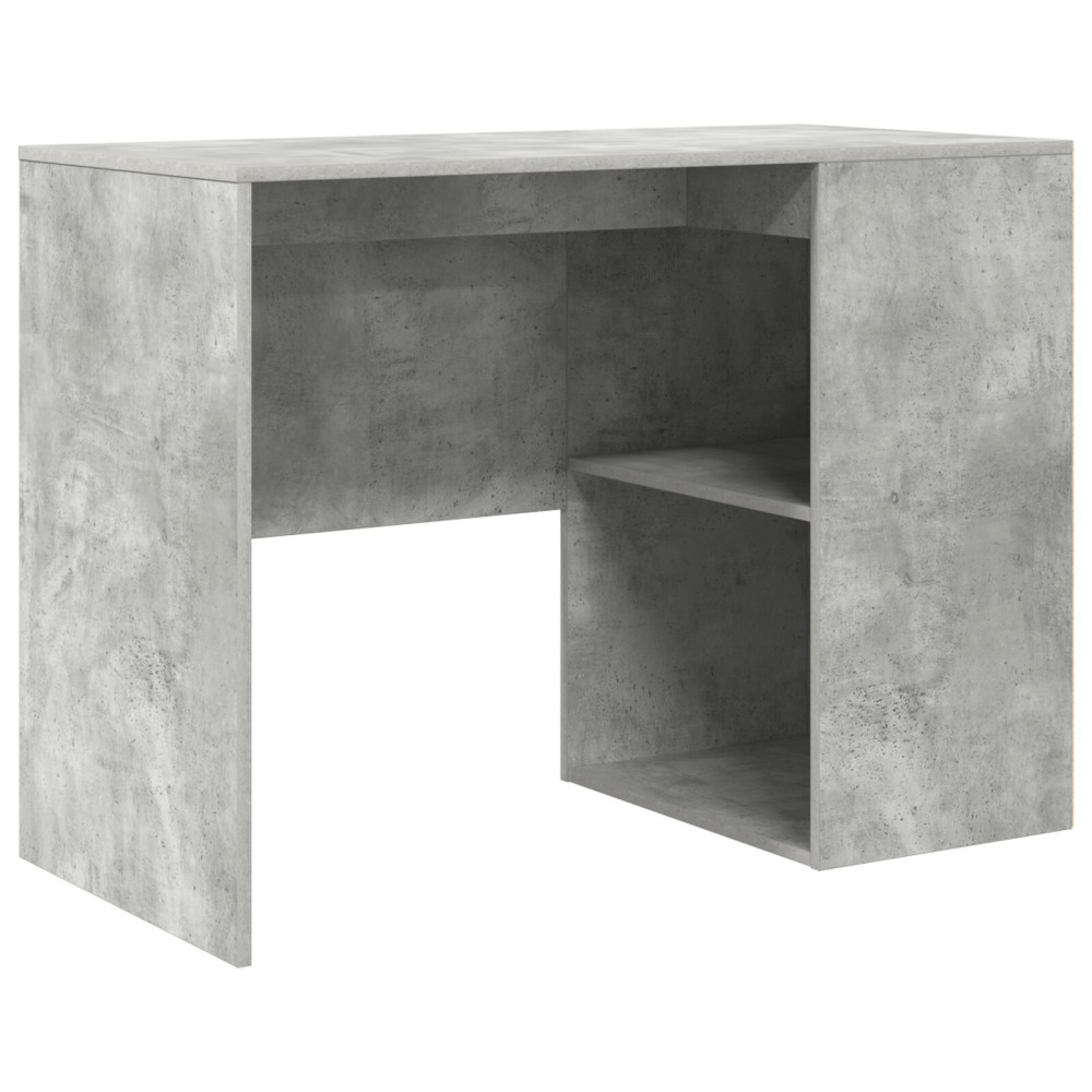 Produktbild för Skrivbord med hylla Betonggrå 102 x 50 x 75 cm Konstruerat trä