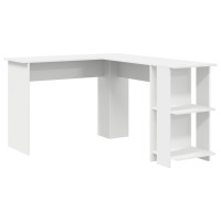 Produktbild för Hörnskrivbord med hylla Vit 140 x 113,5 x 75 cm Konstruerat trä
