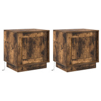 Produktbild för Nattduksbord 2 pcs Rökt ek 44 x 34,5 x 45 cm Konstruerat trä