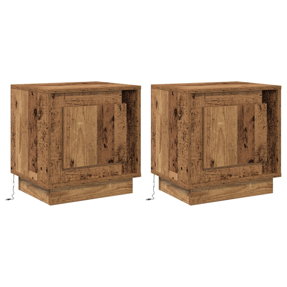 Produktbild för Nattduksbord 2 pcs Gammalt trä 44 x 34,5 x 45 cm