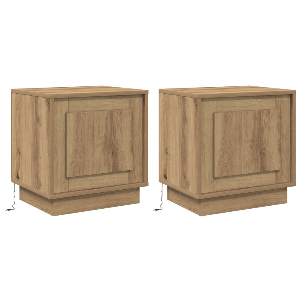 Produktbild för Nattduksbord 2 pcs Artisan Ek 44 x 34,5 x 45 cm Konstruerat trä