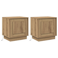 Produktbild för Nattduksbord 2 pcs Artisan Ek 44 x 34,5 x 45 cm Konstruerat trä