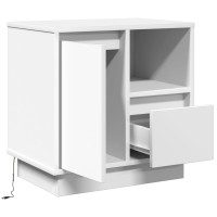 Produktbild för Nattduksbord med låda Vit 50 x 34,5 x 50 cm Konstruerat trä