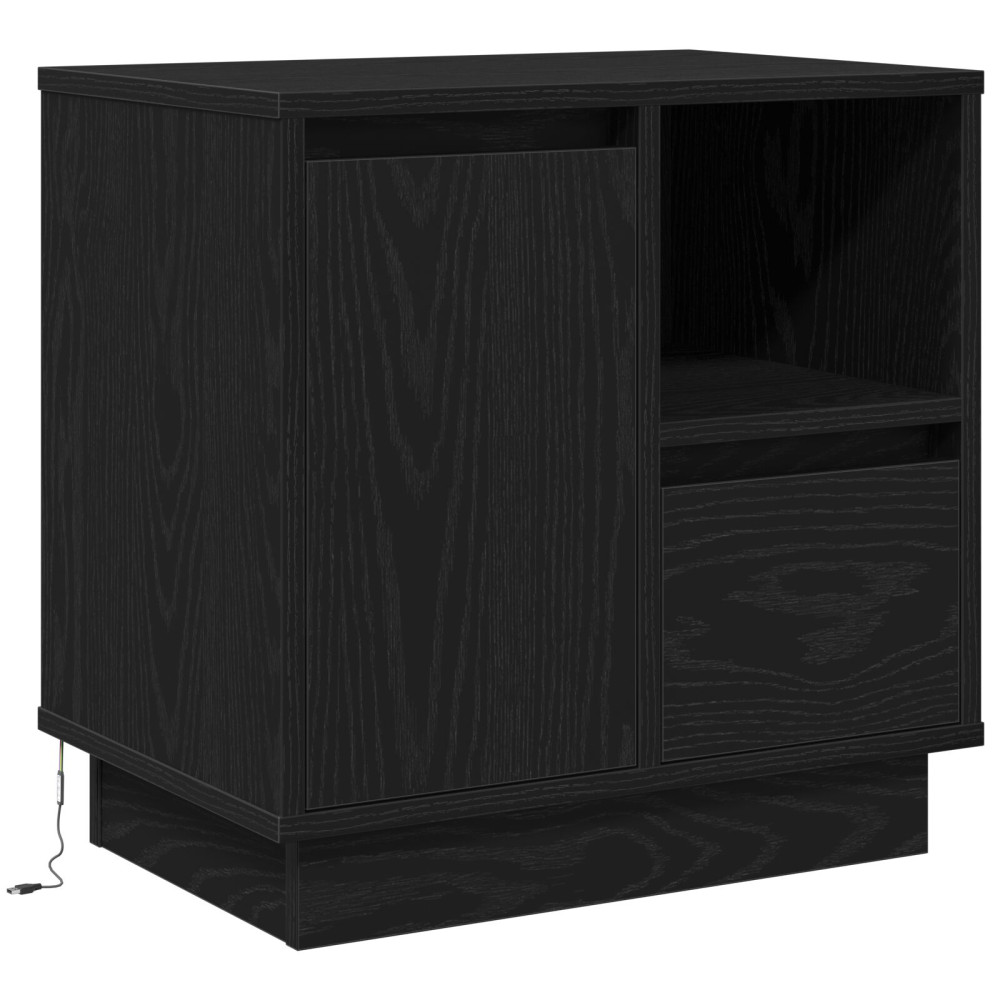 Produktbild för Nattduksbord Svart Ek 50 x 34,5 x 50 cm Konstruerat trä