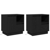 Produktbild för Nattduksbord 2 pcs Svart Ek 50 x 34,5 x 50 cm Konstruerat trä