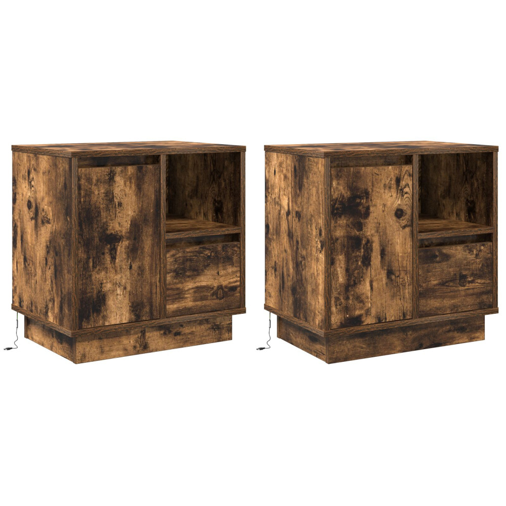 Produktbild för Nattduksbord 2 pcs Rökt ek 50 x 34,5 x 50 cm Konstruerat trä
