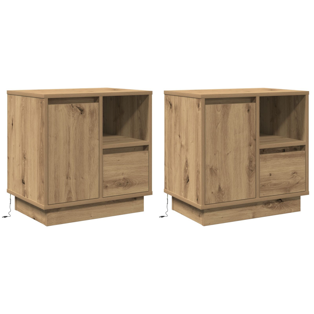 Produktbild för Nattduksbord 2 pcs Artisan Ek 50 x 34,5 x 50 cm Konstruerat trä