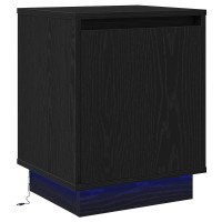 Produktbild för Nattduksbord Svart Ek 39 x 34,5 x 50 cm Konstruerat trä