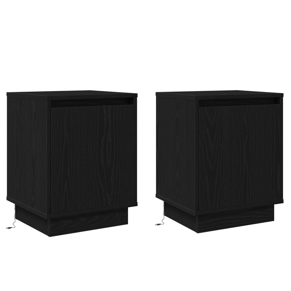 Produktbild för Nattduksbord 2 pcs Svart Ek 39 x 34,5 x 50 cm Konstruerat trä