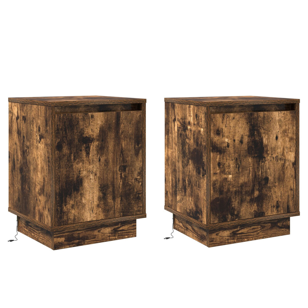 Produktbild för Nattduksbord 2 pcs Rökt ek 39 x 34,5 x 50 cm Konstruerat trä