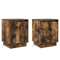 Produktbild för Nattduksbord 2 pcs Rökt ek 39 x 34,5 x 50 cm Konstruerat trä