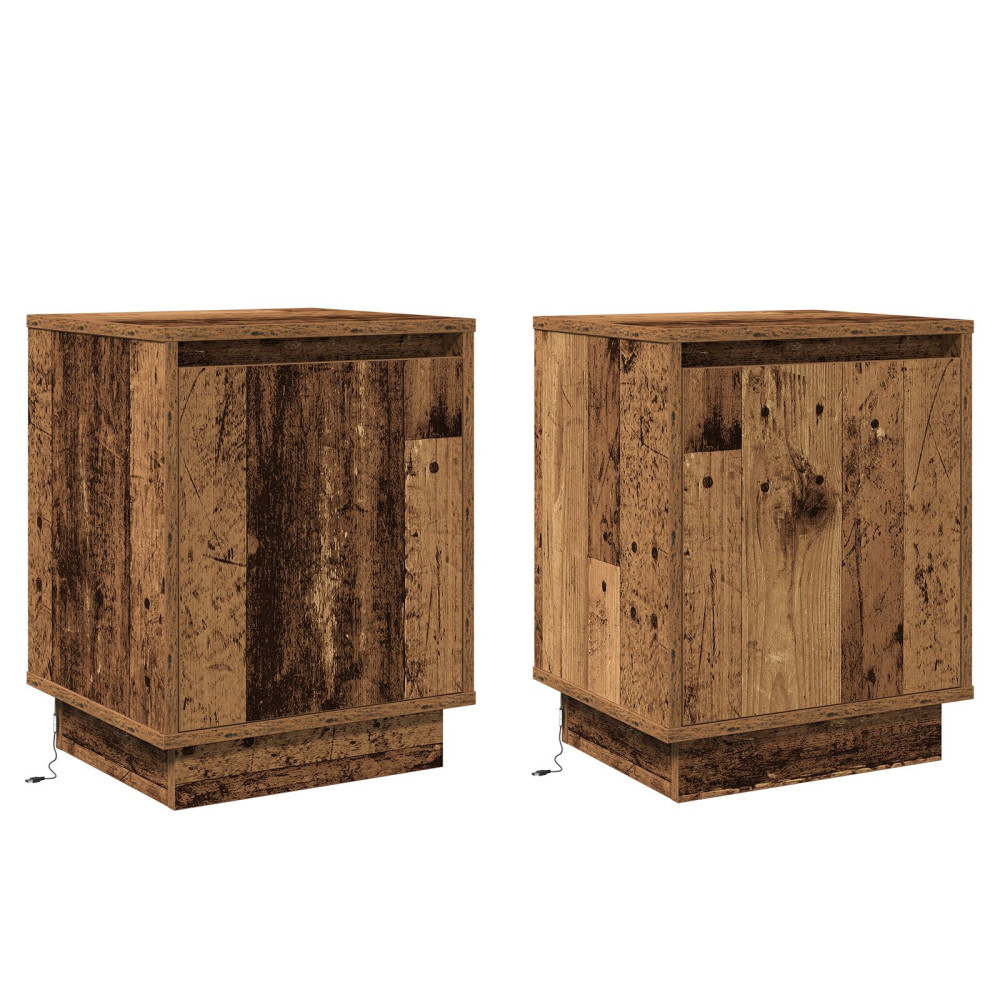 Produktbild för Nattduksbord 2 pcs Gammalt trä 39 x 34,5 x 50 cm