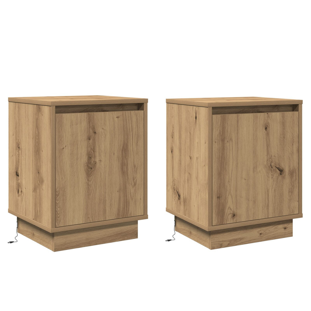Produktbild för Nattduksbord 2 pcs Artisan Ek 39 x 34,5 x 50 cm Konstruerat trä