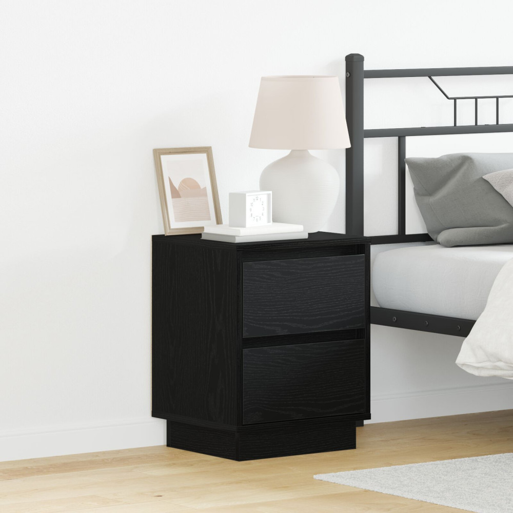 Produktbild för Nattduksbord 2 pcs Svart Ek 39 x 34,5 x 50 cm Konstruerat trä
