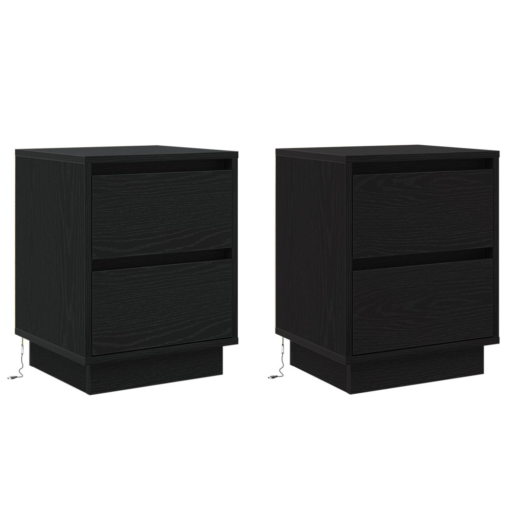 Produktbild för Nattduksbord 2 pcs Svart Ek 39 x 34,5 x 50 cm Konstruerat trä