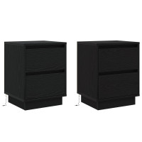 Produktbild för Nattduksbord 2 pcs Svart Ek 39 x 34,5 x 50 cm Konstruerat trä