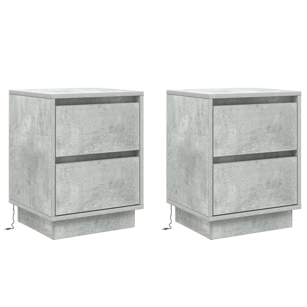 Produktbild för Nattduksbord 2 pcs Betonggrå 39 x 34,5 x 50 cm Konstruerat trä
