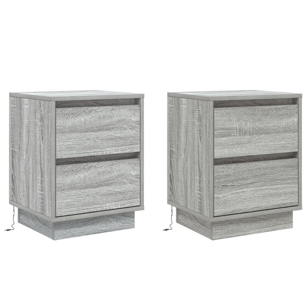 Produktbild för Nattduksbord 2 pcs Grå 39 x 34,5 x 50 cm Konstruerat trä