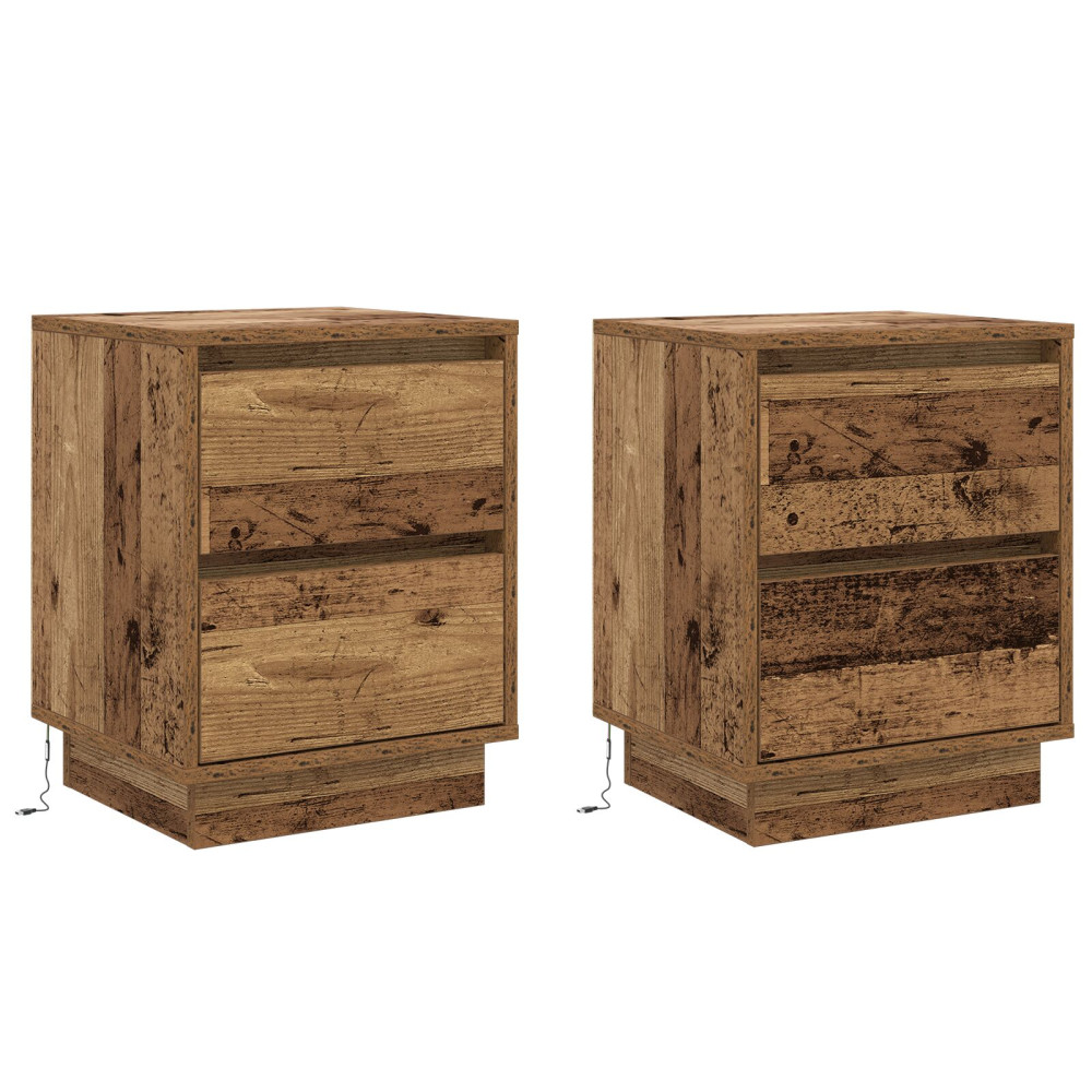 Produktbild för Nattduksbord med låda 2 pcs Gammalt trä 39 x 34,5 x 50 cm
