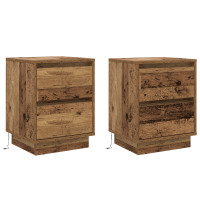 Produktbild för Nattduksbord med låda 2 pcs Gammalt trä 39 x 34,5 x 50 cm