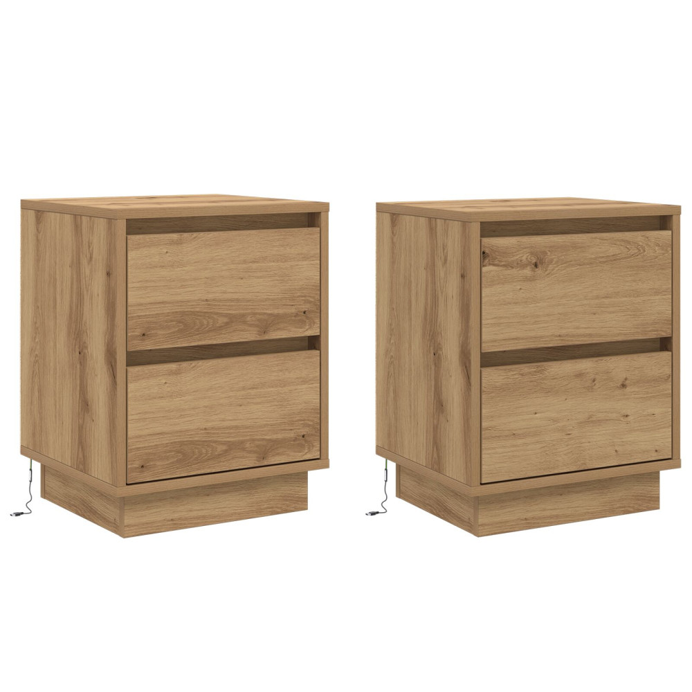 Produktbild för Nattduksbord 2 pcs Artisan Ek 39 x 34,5 x 50 cm Konstruerat trä