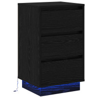 Produktbild för Nattduksbord Svart Ek 39 x 34,5 x 65 cm Konstruerat trä
