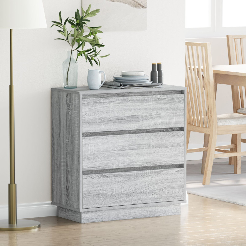 Produktbild för Nattduksbord med låda Grå 71 x 34,5 x 75 cm Konstruerat trä