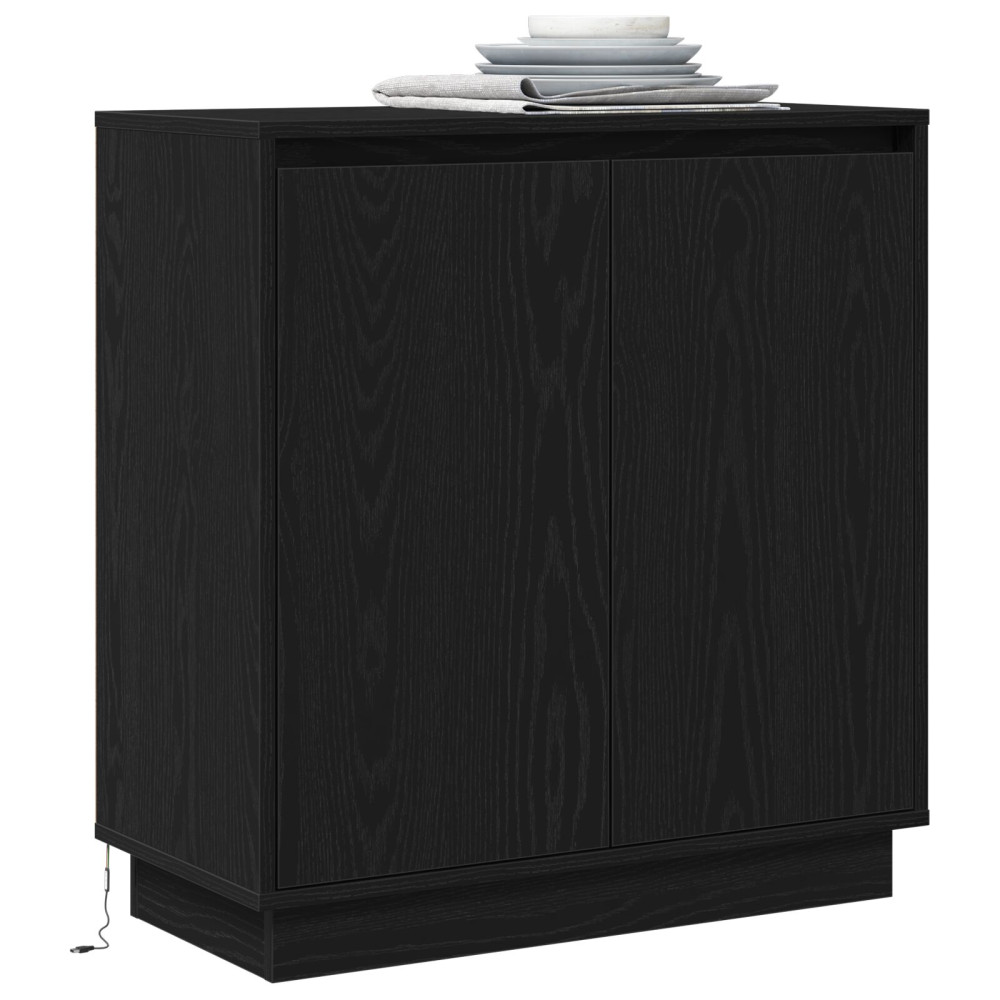 Produktbild för Skänk med hylla Svart Ek 71 x 34.5 x 75 cm Konstruerat trä