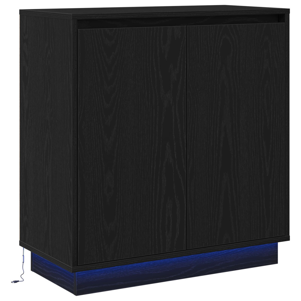 Produktbild för Skänk med hylla Svart Ek 71 x 34.5 x 75 cm Konstruerat trä