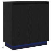 Produktbild för Skänk med hylla Svart Ek 71 x 34.5 x 75 cm Konstruerat trä