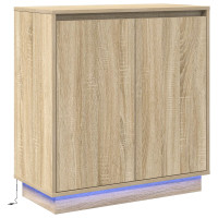Produktbild för LED-sido bord för Sonoma-ek 71 x 34,5 x 75 cm Konstruerat trä