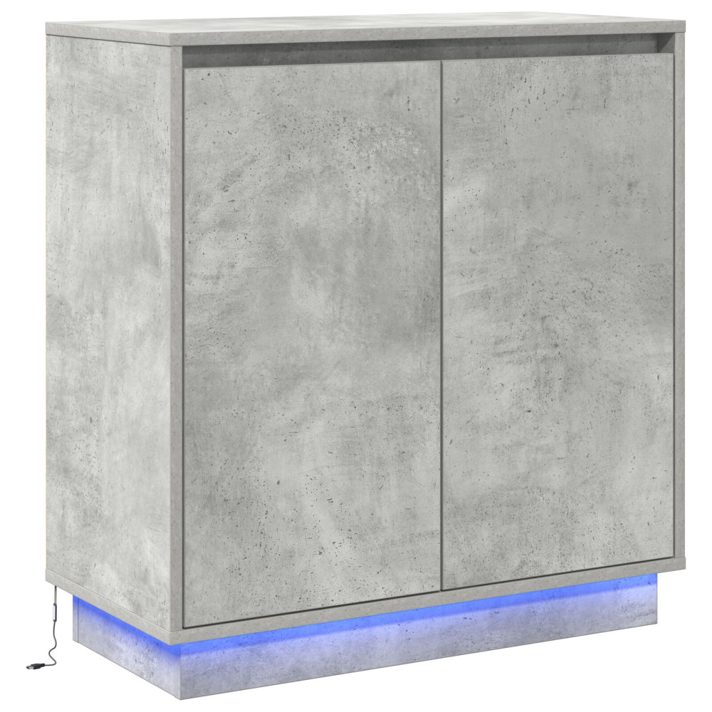 Produktbild för LED-sido bord för Betonggrå 71 x 34,5 x 75 cm Konstruerat trä