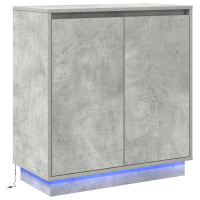 Produktbild för LED-sido bord för Betonggrå 71 x 34,5 x 75 cm Konstruerat trä