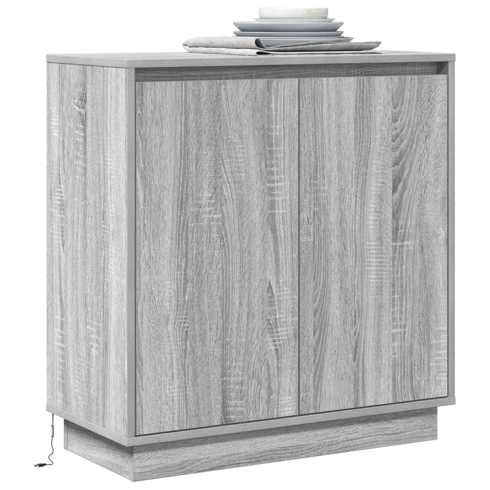 Produktbild för LED-sido bord Grå sonoma-ek 71 x 34,5 x 75 cm Konstruerat trä