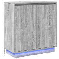 Produktbild för LED-sido bord Grå sonoma-ek 71 x 34,5 x 75 cm Konstruerat trä