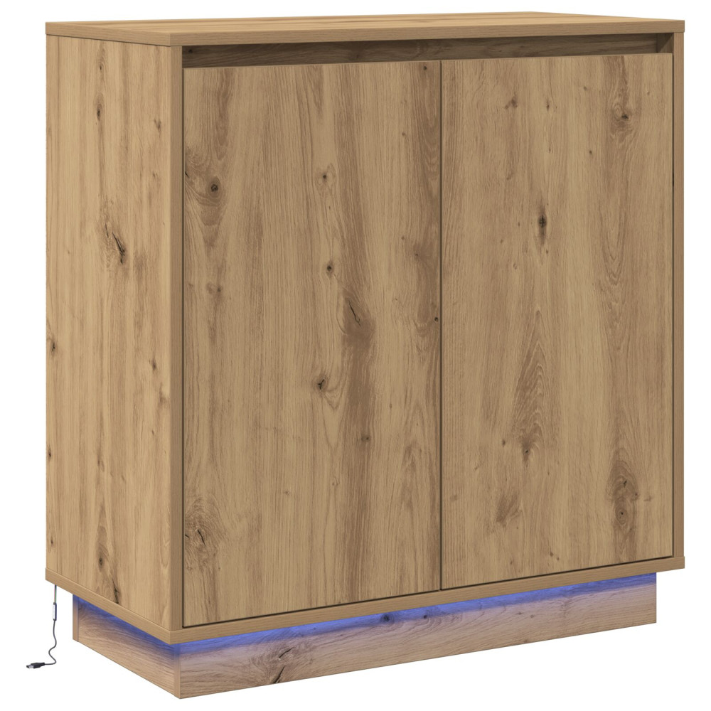 Produktbild för LED-sido bord för Artisan-ek 71 x 34,5 x 75 cm Konstruerat trä